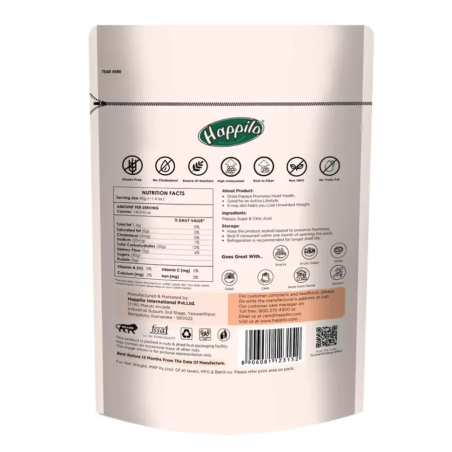 Happilo Premium International Dried Papaya, 200 g-5.webp